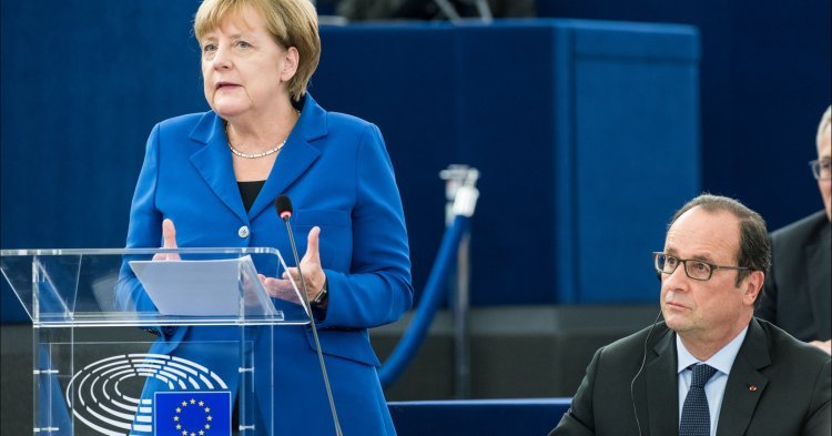 Merkel et Hollande devant le Parlement européen